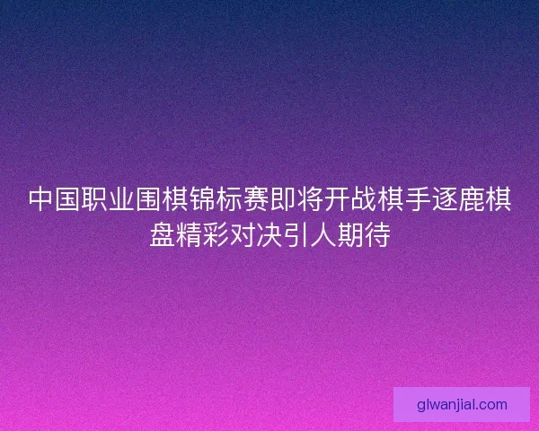 中国职业围棋锦标赛即将开战棋手逐鹿棋盘精彩对决引人期待