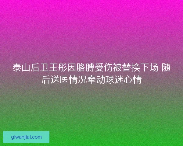 泰山后卫王彤因胳膊受伤被替换下场 随后送医情况牵动球迷心情
