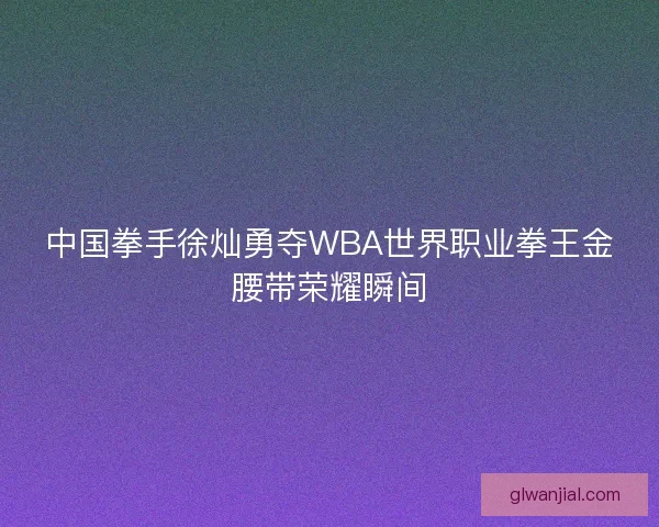 中国拳手徐灿勇夺WBA世界职业拳王金腰带荣耀瞬间