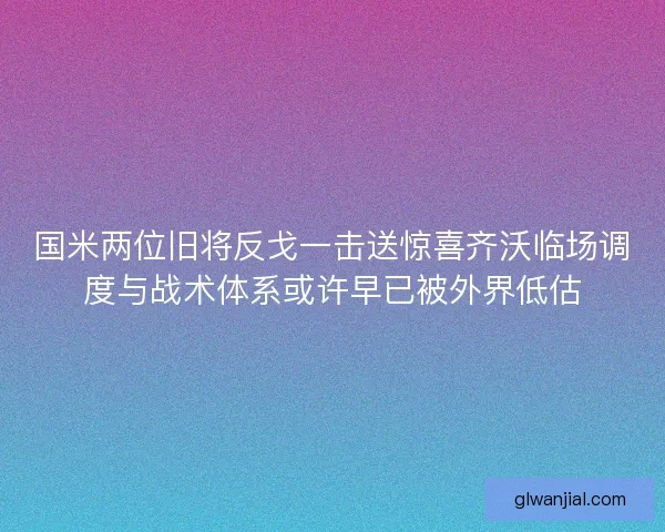 国米两位旧将反戈一击送惊喜齐沃临场调度与战术体系或许早已被外界低估 国米两位旧将反戈一击送惊喜齐沃临场调度与战术体系或许早已被外界低估